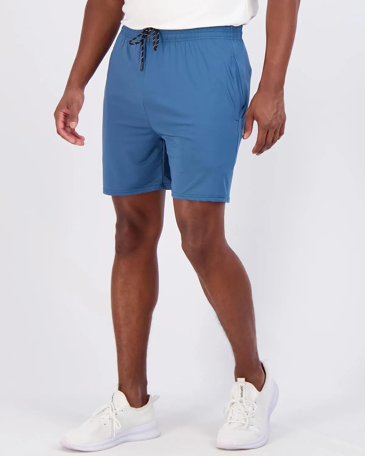 Real Essentials 5 Pack: Men's 5" Inseam Dry-Fit Running Workout Shorts - Pockets & Drawstring (Available in Big & Tall)