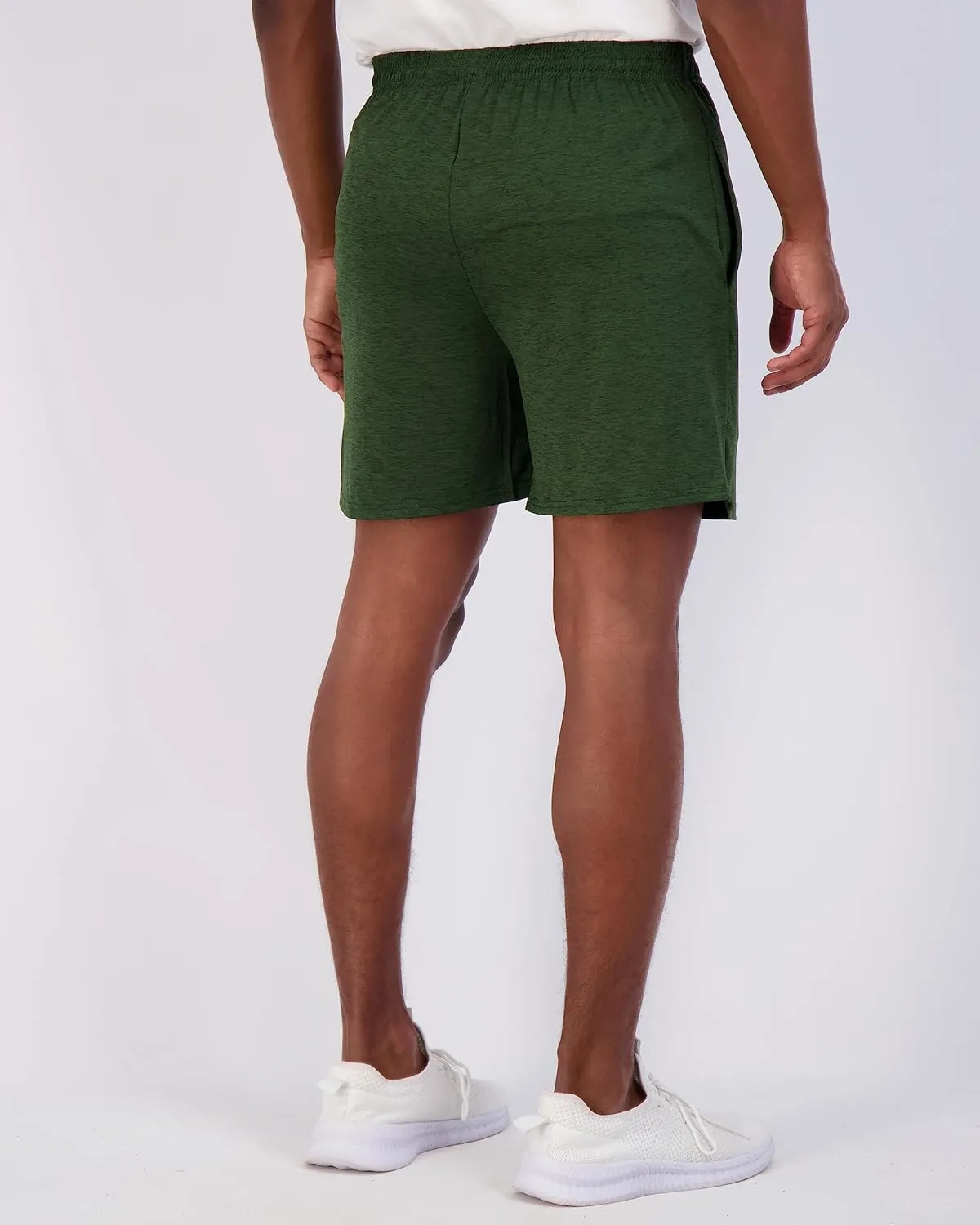 Real Essentials 5 Pack: Men's 5" Inseam Dry-Fit Running Workout Shorts - Pockets & Drawstring (Available in Big & Tall)