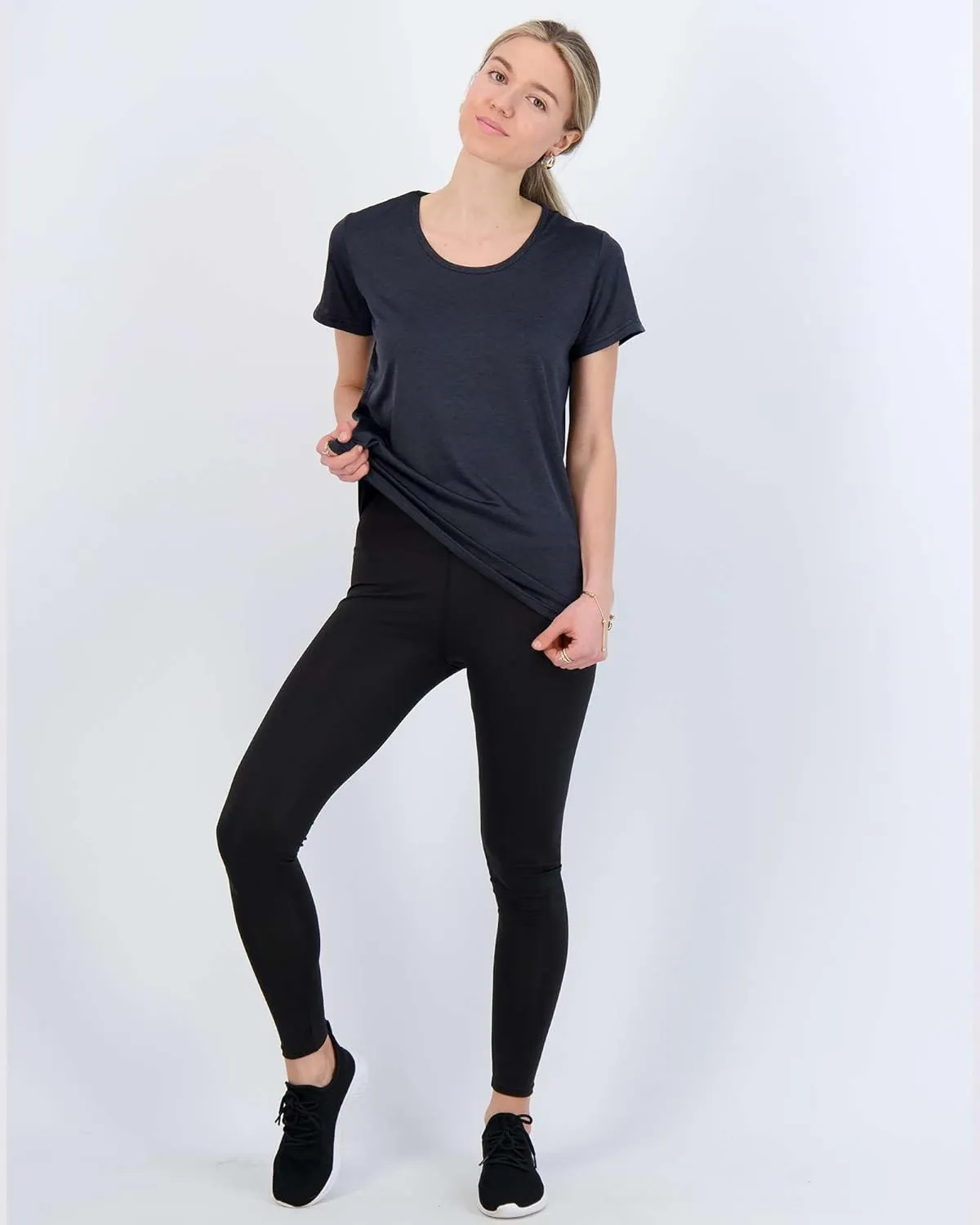 Real Essentials 5 Pack: Women's Dry Fit Tech Stretch Short-Sleeve Crew Neck Athletic T-Shirt (Available in Plus Size)
