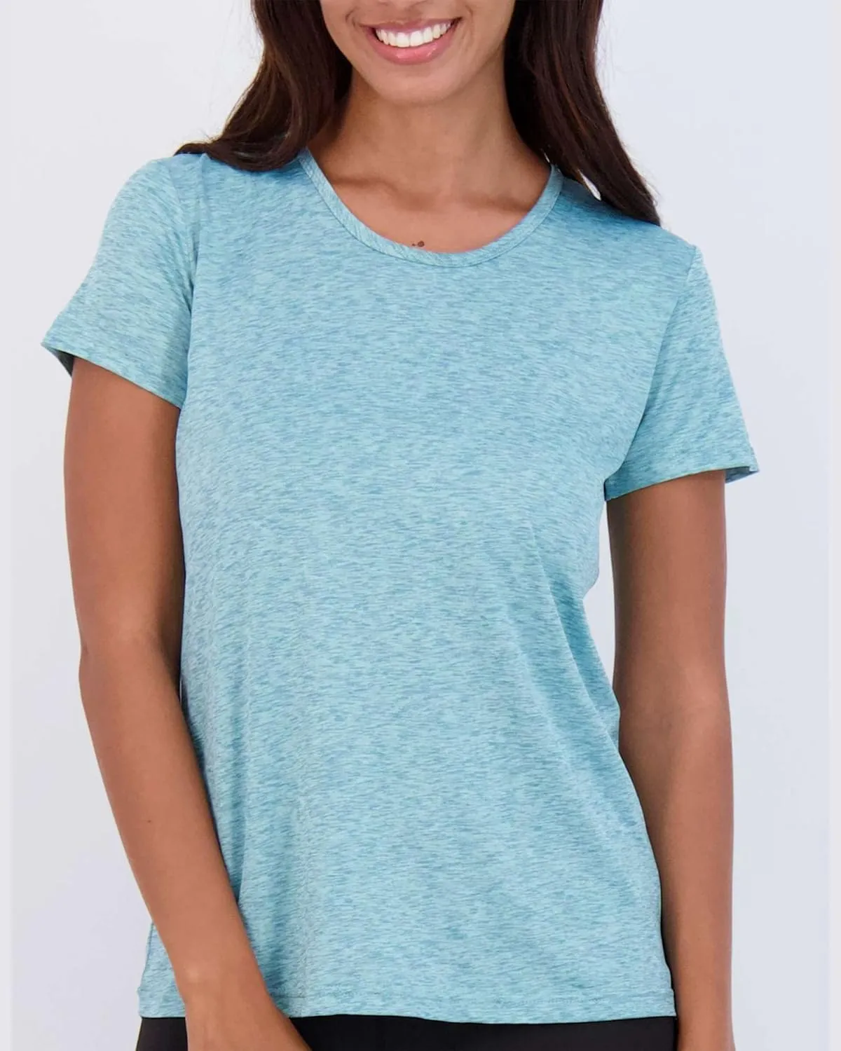 Real Essentials 5 Pack: Women's Dry Fit Tech Stretch Short-Sleeve Crew Neck Athletic T-Shirt (Available in Plus Size)