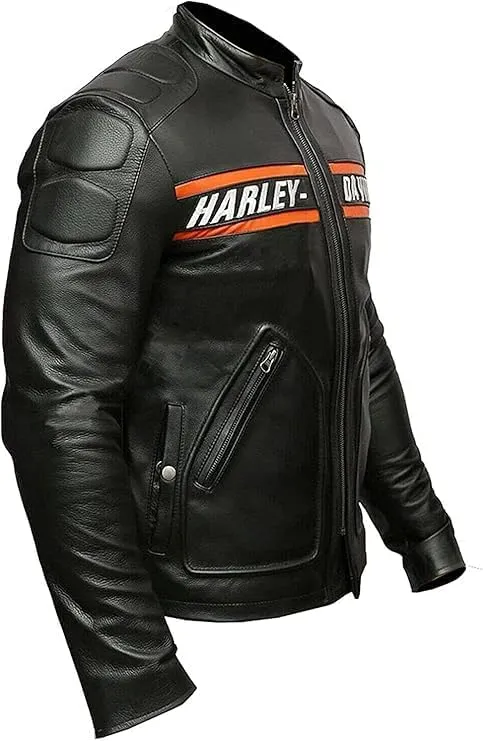 Real Leather Retro Moto Cafe Racer Jackets - Passing Link Victory Lane Biker Jackets - Men's HD Motorcycle Jackets