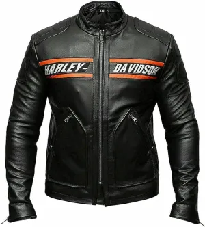 Real Leather Retro Moto Cafe Racer Jackets - Passing Link Victory Lane Biker Jackets - Men's HD Motorcycle Jackets