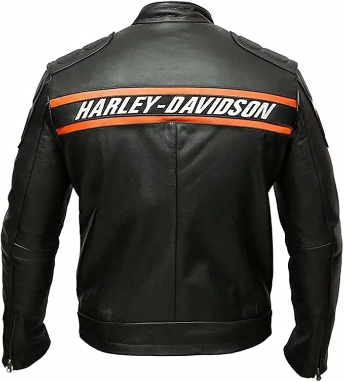 Real Leather Retro Moto Cafe Racer Jackets - Passing Link Victory Lane Biker Jackets - Men's HD Motorcycle Jackets