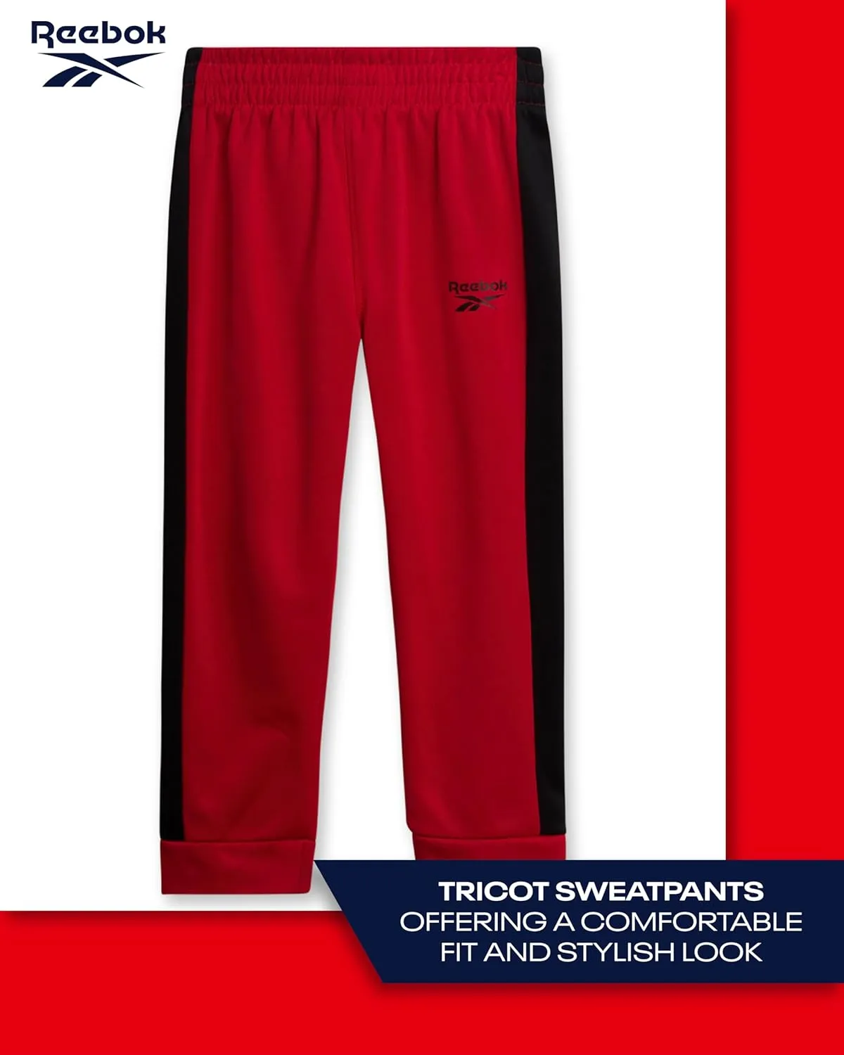 Reebok Infant Toddler Baby Boys' Tracksuit Set - 2 Piece Tricot Sweatshirt and Jogger Sweatpants for Little Boys (Sizes:2T-7)