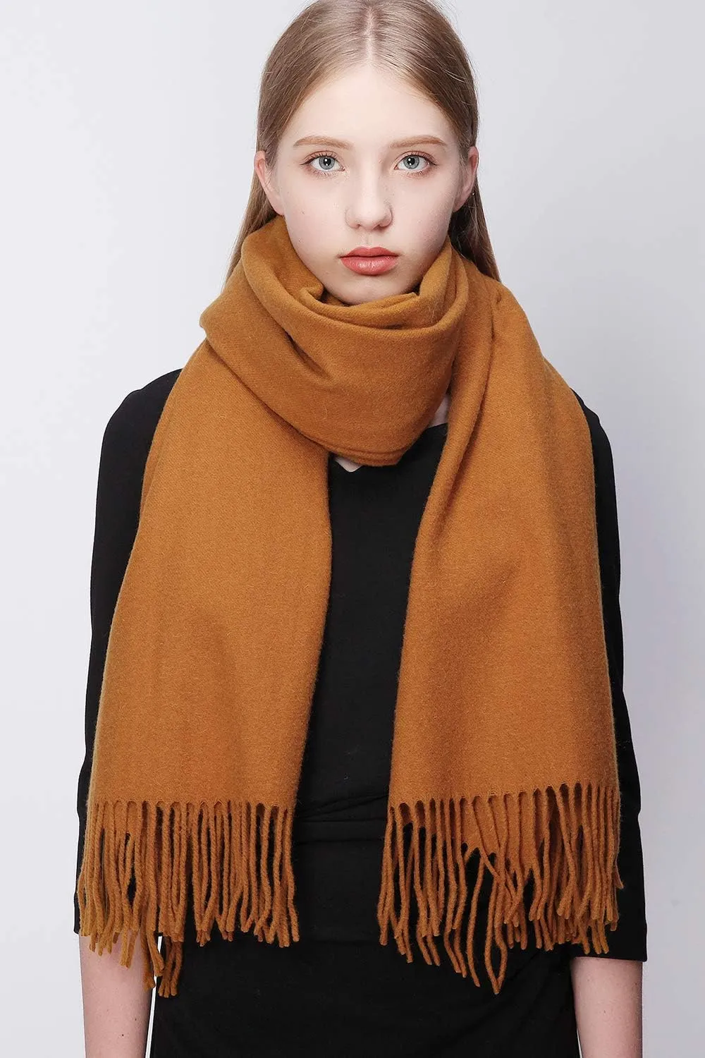 RIIQIICHY 100% Wool Scarf Pashmina Shawls and Wraps for Women Cashmere Warm Winter More Thicker Soft Scarves