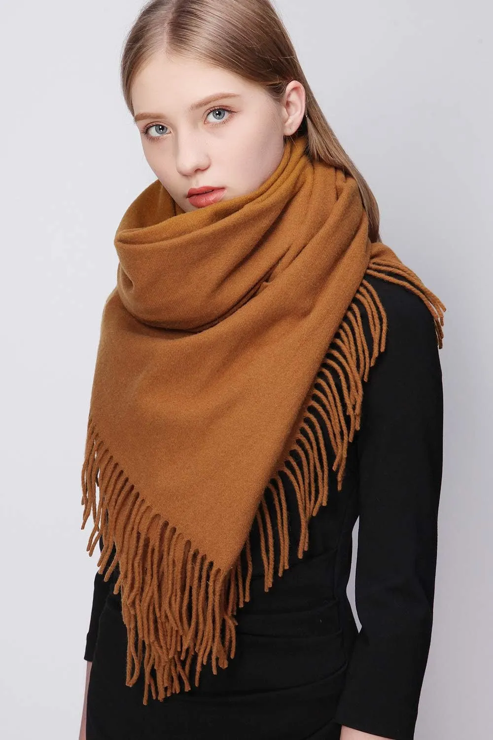 RIIQIICHY 100% Wool Scarf Pashmina Shawls and Wraps for Women Cashmere Warm Winter More Thicker Soft Scarves