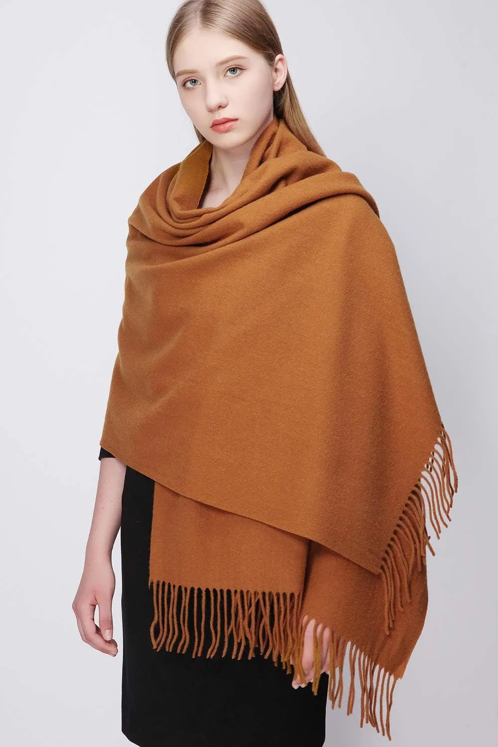 RIIQIICHY 100% Wool Scarf Pashmina Shawls and Wraps for Women Cashmere Warm Winter More Thicker Soft Scarves