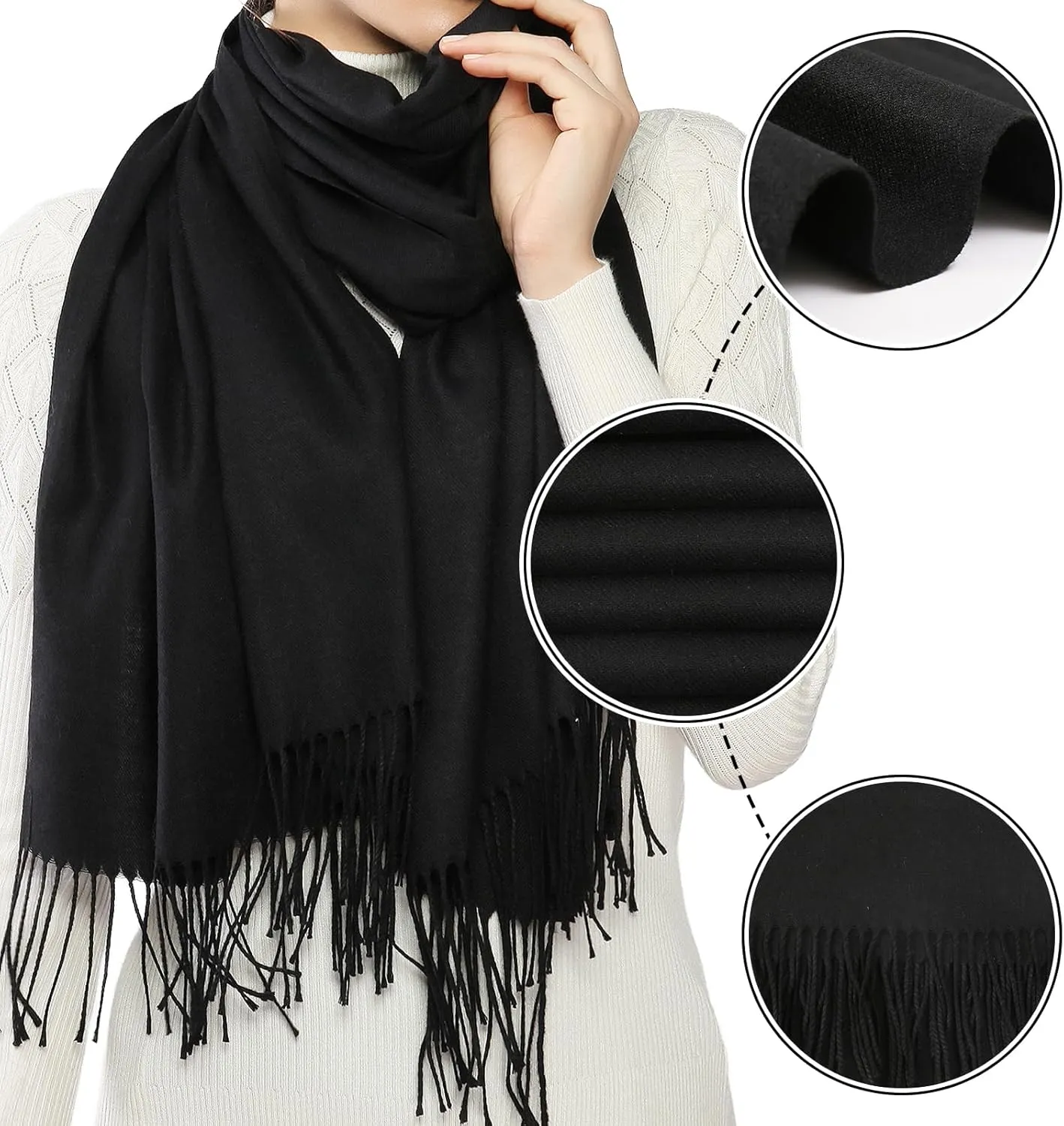 RIIQIICHY Women's Scarf Pashmina Shawls and Wraps for Evening Dress Bridesmaid Wedding Bridal Winter Warm Long Large Scarves