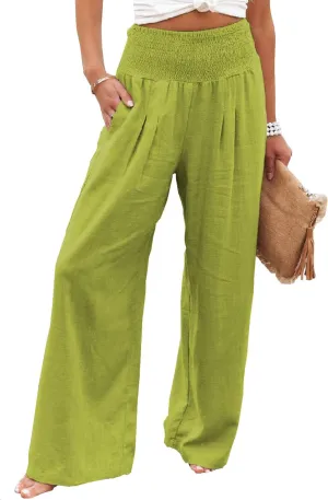 Ru Sweet Women High Waisted Cotton Linen Palazzo Pants Wide Leg Long Lounge Pant Trousers with Pocket