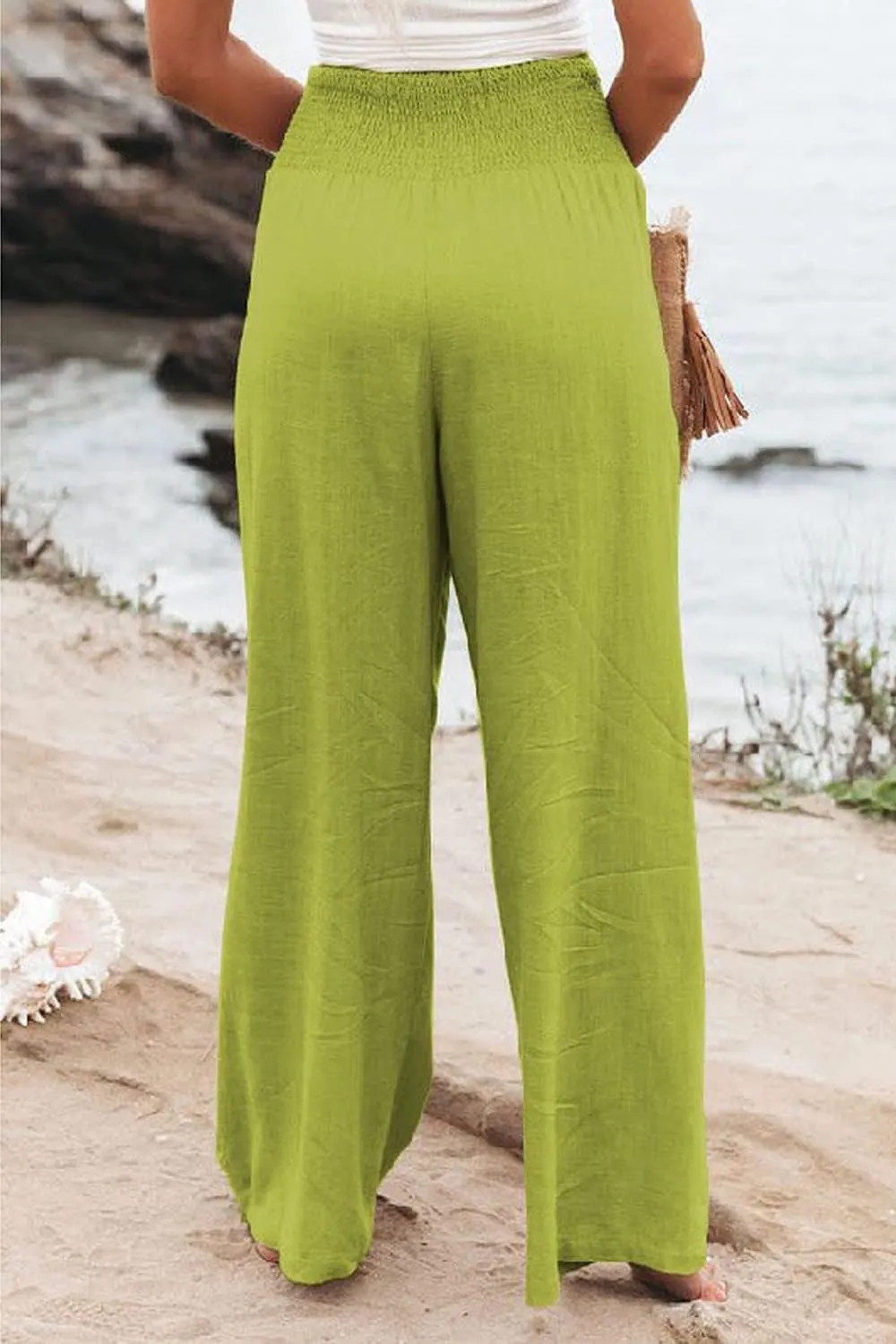 Ru Sweet Women High Waisted Cotton Linen Palazzo Pants Wide Leg Long Lounge Pant Trousers with Pocket