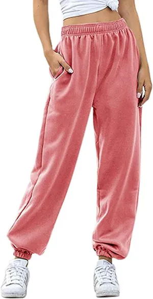 Ru Sweet Women's Active High Waisted Sporty Gym Athletic Fit Jogger Sweatpants Baggy Lounge Pants with Pockets