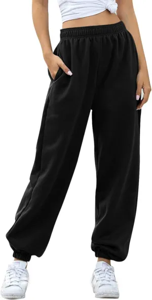 Ru Sweet Women's Active High Waisted Sporty Gym Athletic Fit Jogger Sweatpants Baggy Lounge Pants with Pockets