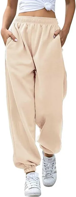 Ru Sweet Women's Active High Waisted Sporty Gym Athletic Fit Jogger Sweatpants Baggy Lounge Pants with Pockets
