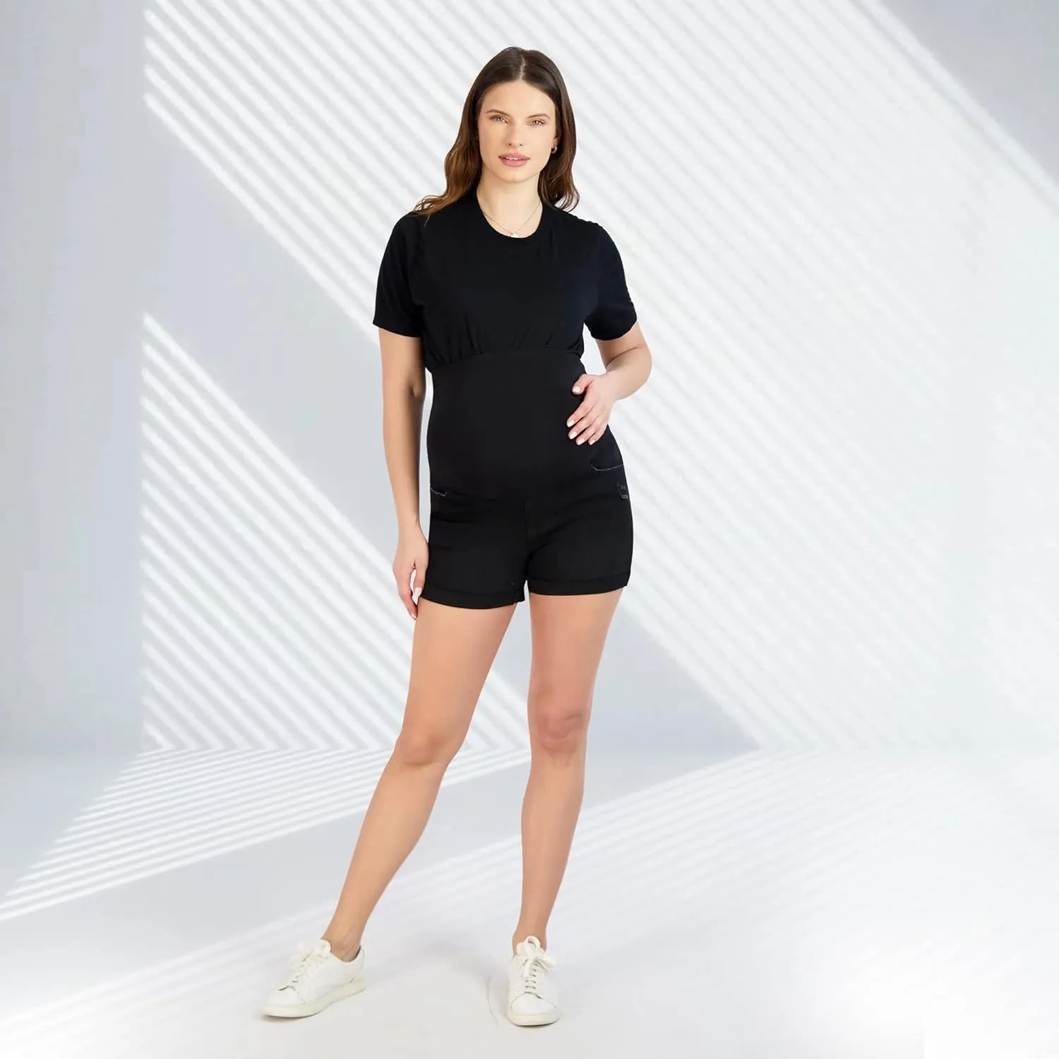 Savi Parker Women's Maternity Shorts Roll Cuff - Mom to Be Comfy Activewear - Pregnancy Clothes for Women, BCI Certified