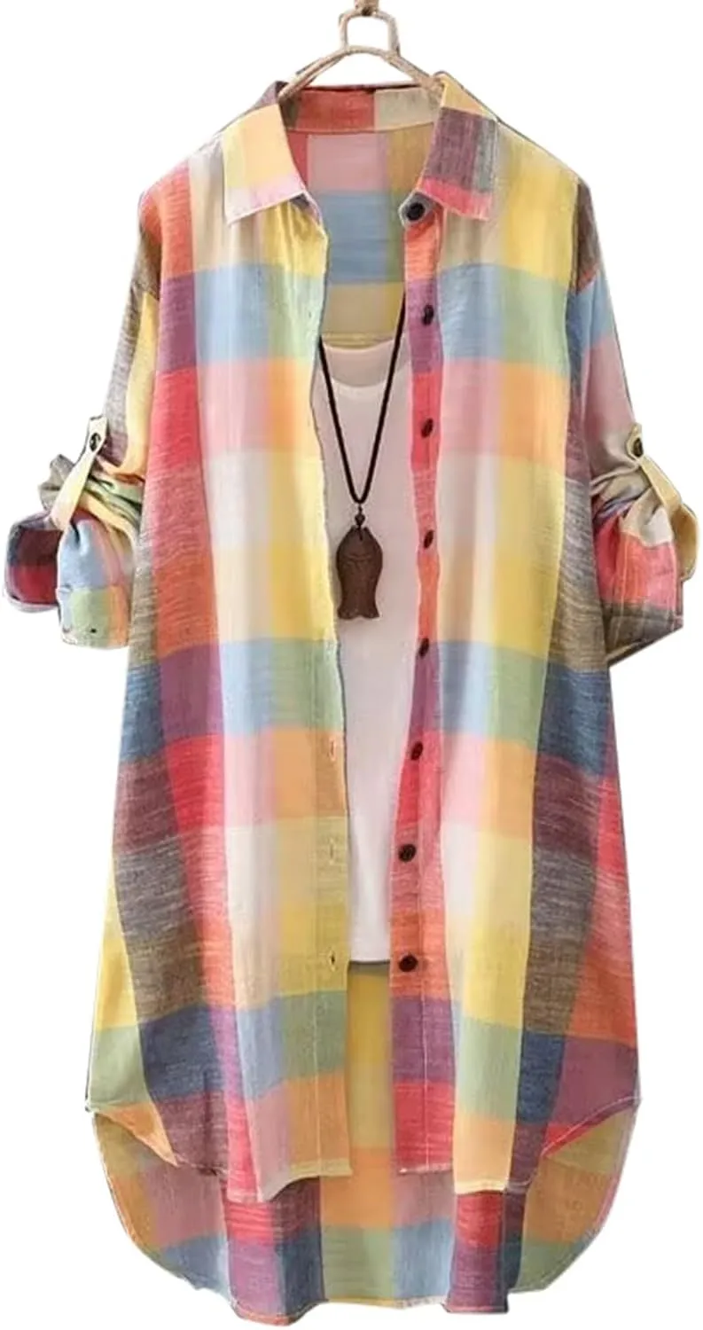 SHAOBGE Plaid Shirts for Women Long Sleeve Work Shirts Open Front Cardigan Fall Outfits for Women 2024 Oversized Cardigan