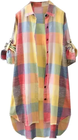 SHAOBGE Plaid Shirts for Women Long Sleeve Work Shirts Open Front Cardigan Fall Outfits for Women 2024 Oversized Cardigan