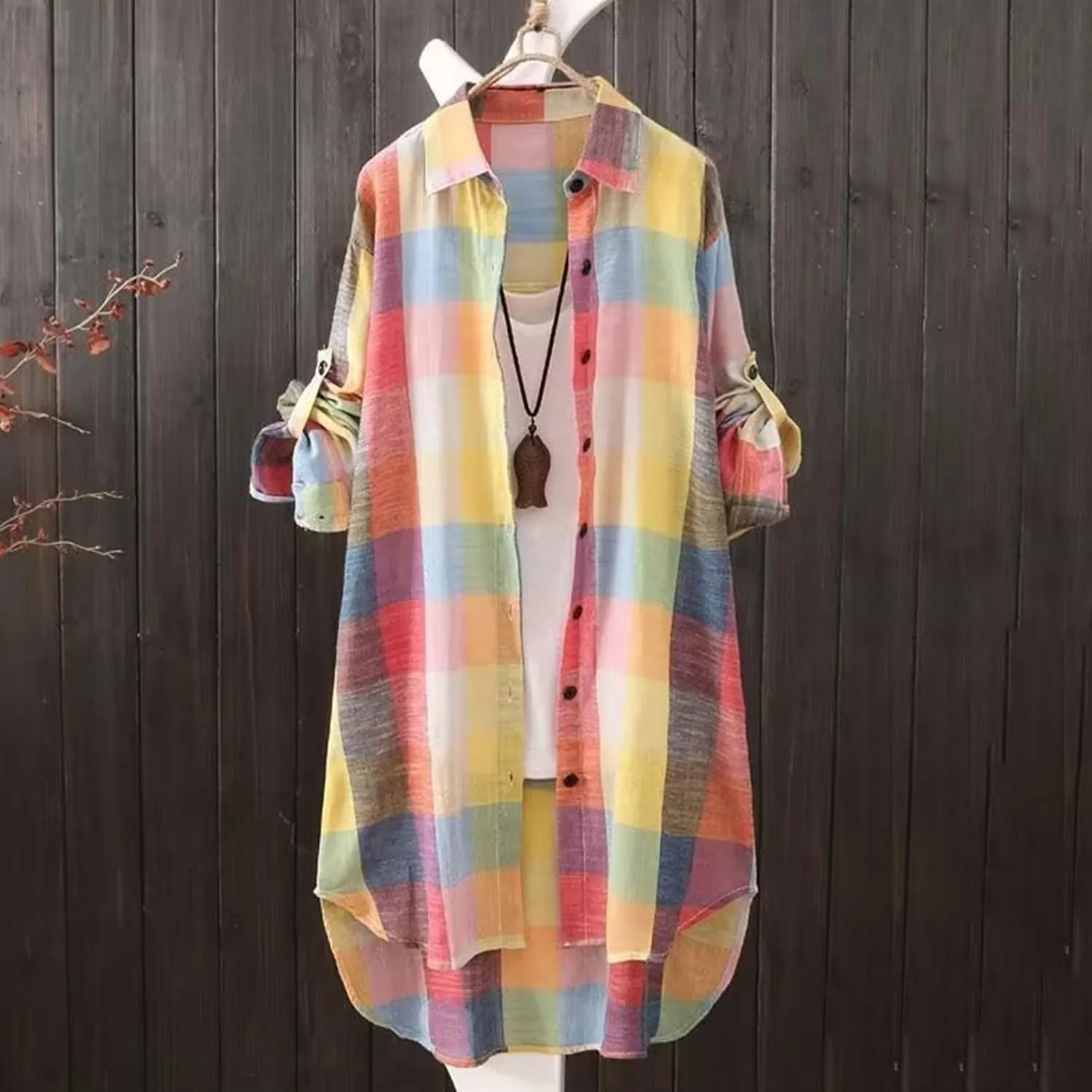 SHAOBGE Plaid Shirts for Women Long Sleeve Work Shirts Open Front Cardigan Fall Outfits for Women 2024 Oversized Cardigan