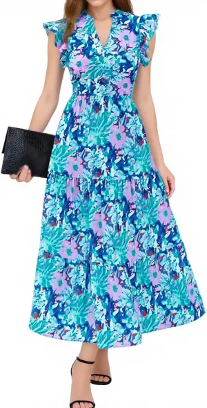 Short Sleeve Birthday Dress Female A-Line Summer Boxy Fit Women Comfortable V Neck Printed Dresses