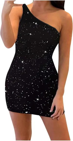 Sleeveless Cocktail Dresses for Women Sequin Bodycon Mini Dress Sexy Party Club Wear Glitter Formal Evening Gowns
