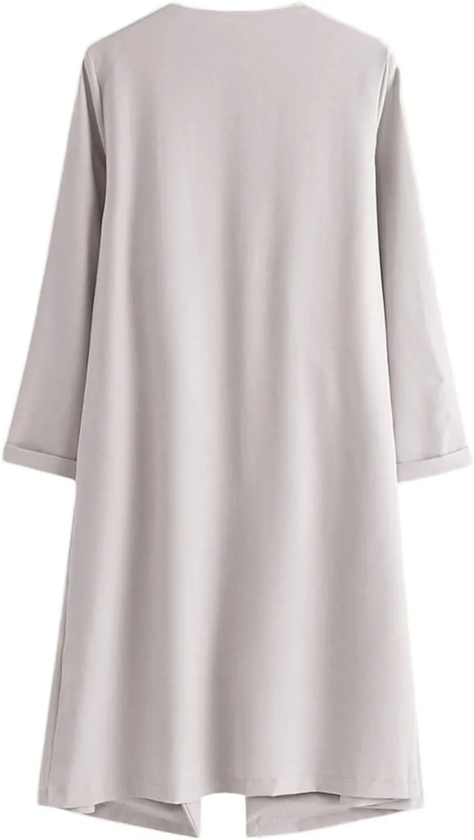 SOMTHRON Women's Oversized Lapel Neck Open Front Waterfall Collar Lightweight Trench Coat Longline Wraps Jackets Cardigans