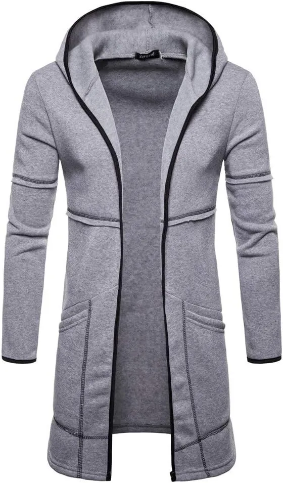 Sport Jackets for Men Mens Hooded Solid Trench Coat Jacket Cardigan Long Sleeve Outwear Blouse Jackets