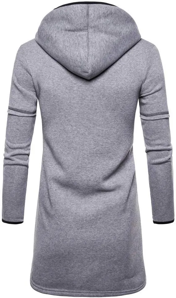 Sport Jackets for Men Mens Hooded Solid Trench Coat Jacket Cardigan Long Sleeve Outwear Blouse Jackets