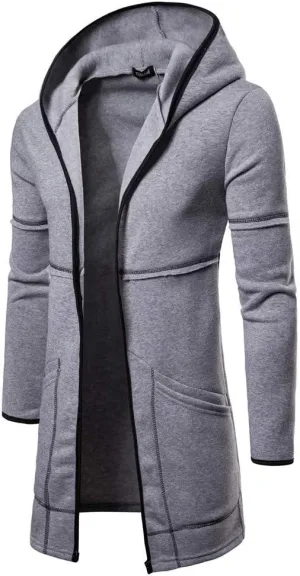 Sport Jackets for Men Mens Hooded Solid Trench Coat Jacket Cardigan Long Sleeve Outwear Blouse Jackets