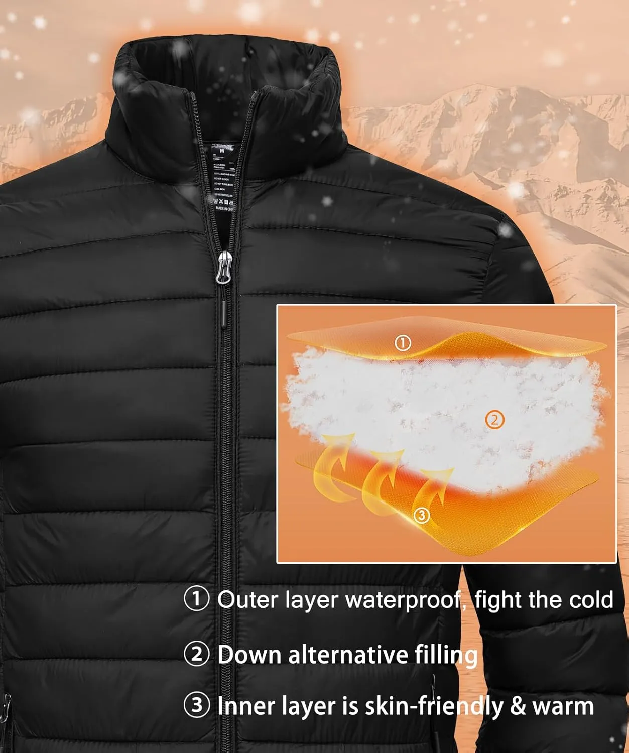 SPOSULEI Men Puffer Down Jacket Packable Lightweight Winter Jackets Coats Outdoor Waterproof Insulated Jackets