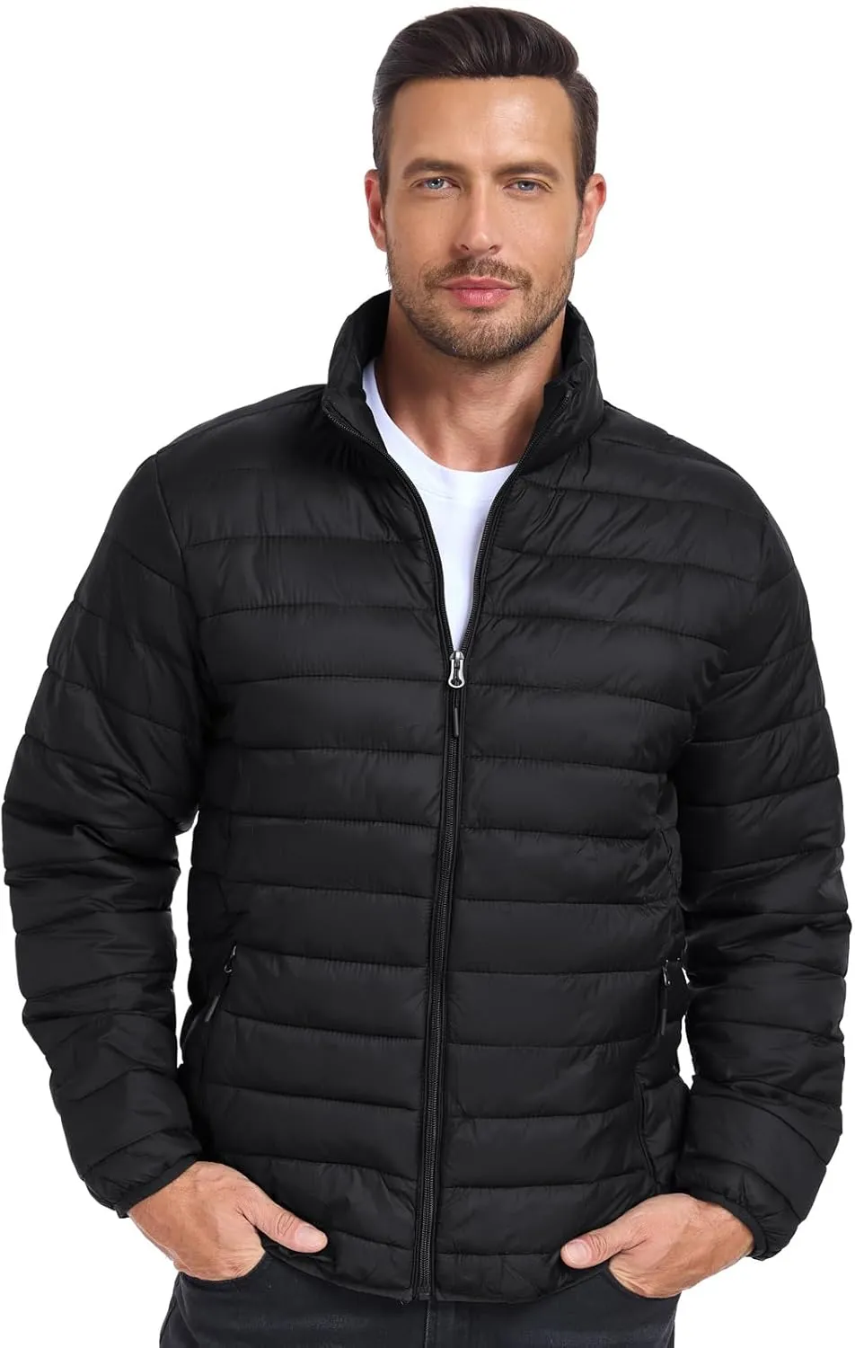 SPOSULEI Men Puffer Down Jacket Packable Lightweight Winter Jackets Coats Outdoor Waterproof Insulated Jackets