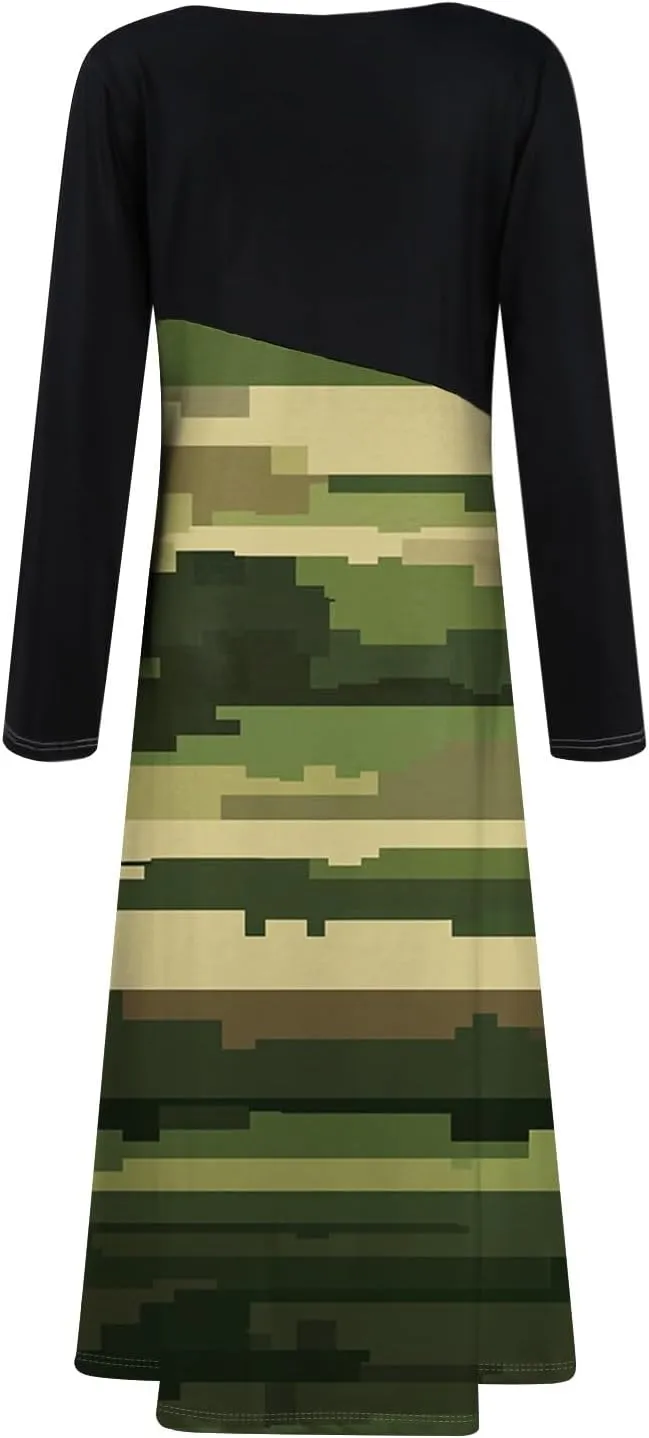 Spring Dresses for Women 2025 Midi V Neck Long Sleeve Ladies Work Cute Vacation Cruise Western Dress