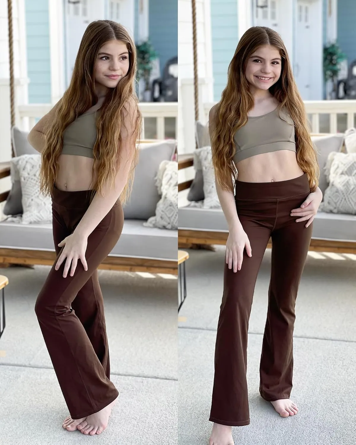 Stelle Girl's Flare Leggings High Waisted Yoga Pants Bootcut Dance Casual Pants Activewear Kids Bell Bottoms