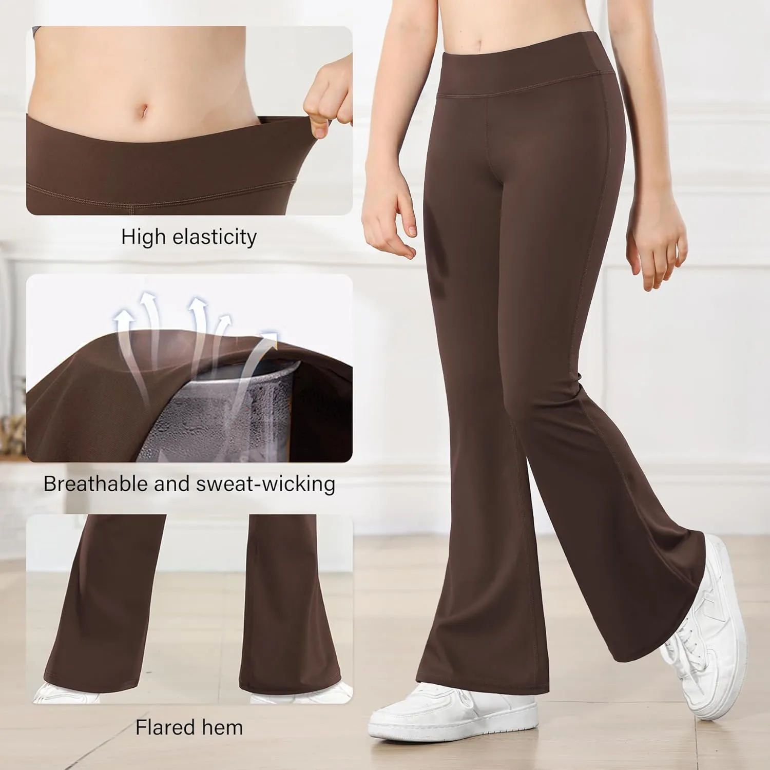 Stelle Girl's Flare Leggings High Waisted Yoga Pants Bootcut Dance Casual Pants Activewear Kids Bell Bottoms
