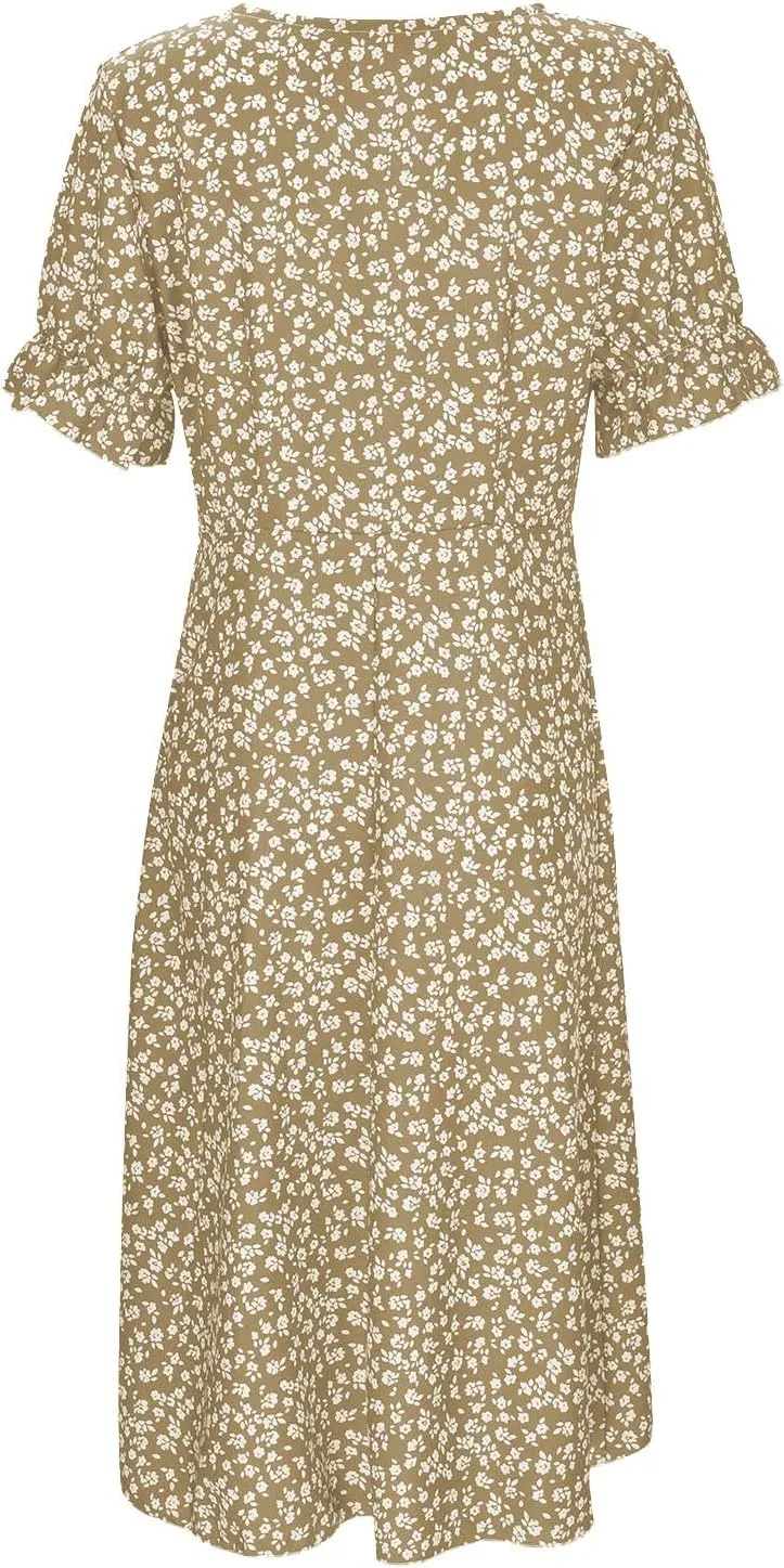 Summer Casual Dress with Pockets Sleeveless V Neck Flowy Boho Maxi Dress Tiered Ruffle Beach Vacation Sundress