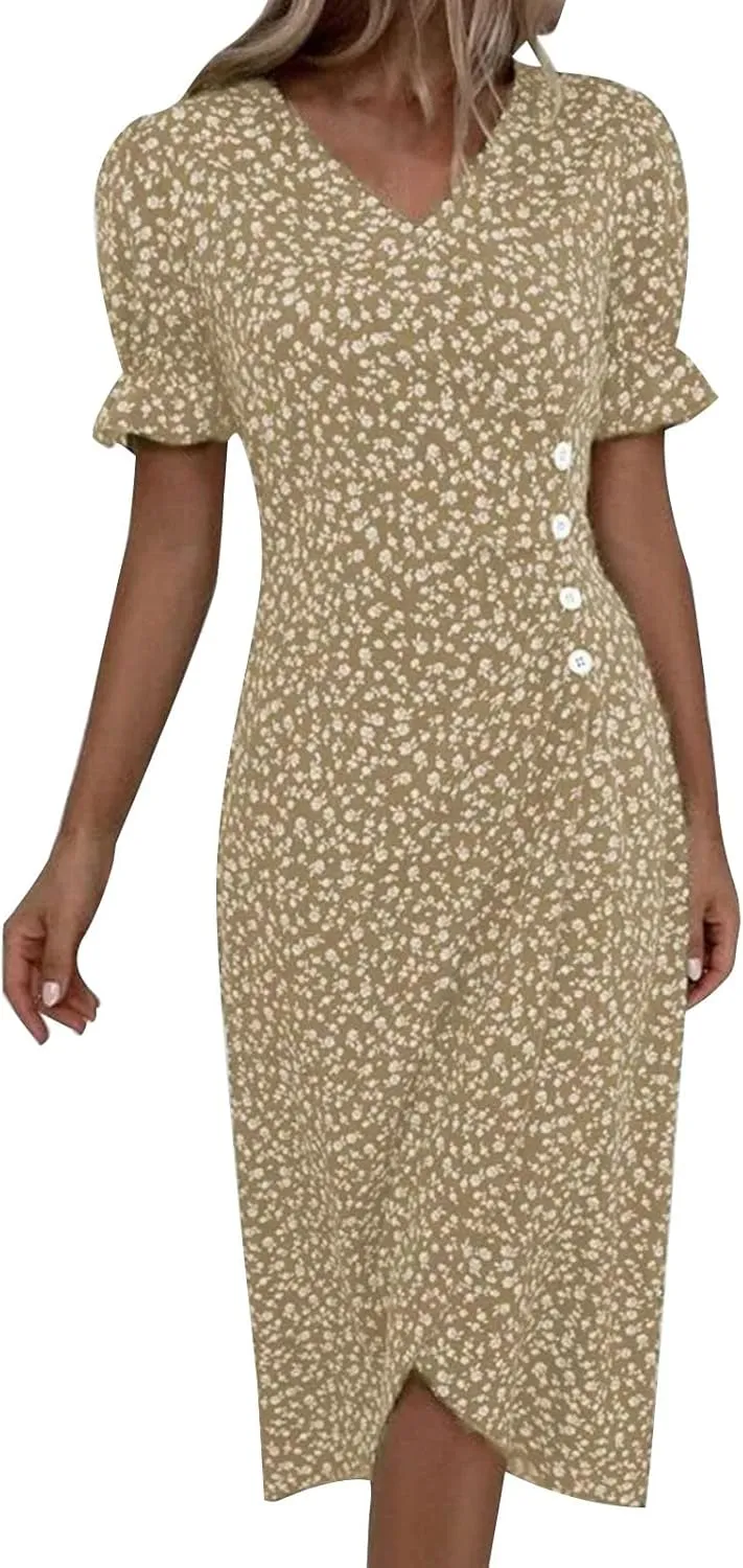 Summer Casual Dress with Pockets Sleeveless V Neck Flowy Boho Maxi Dress Tiered Ruffle Beach Vacation Sundress
