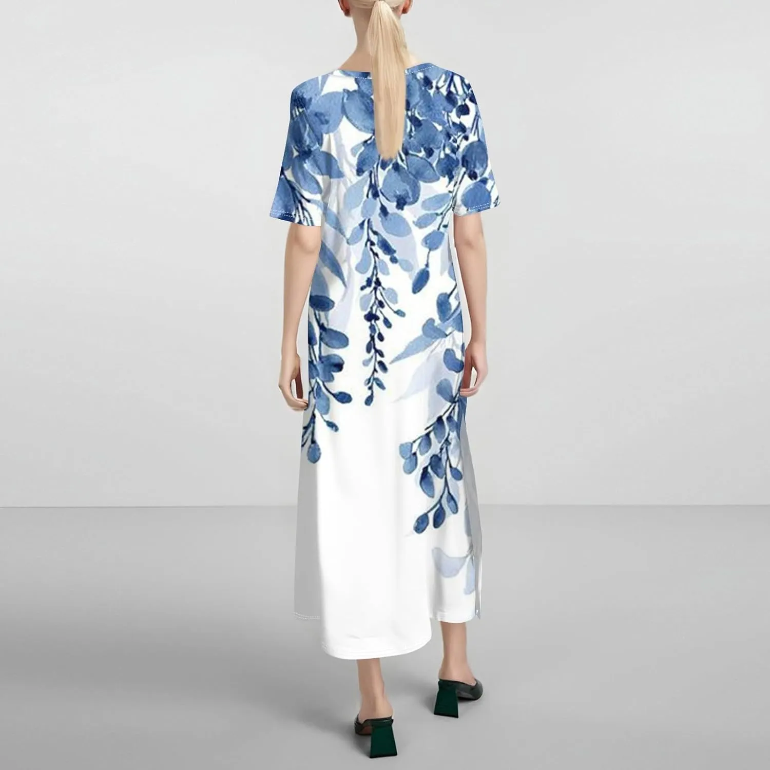 Summer Dresses for Women 2025 Beach Vacation Spring Clothes Short Sleeve Round Neck Maxi Dresses