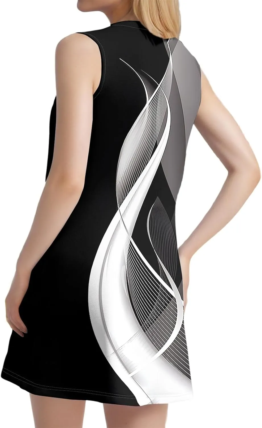 Summer Dresses for Women 2025 Beach Vacation Spring Clothes Sleeveless Crew Neck Folds Wedding Guest Dress