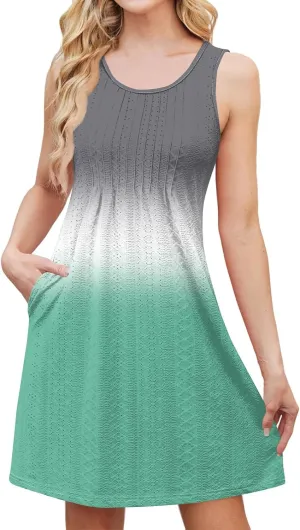 Summer Dresses for Women 2025 Sleeveless Casual Beach Sundresses T Shirt Dress with Pockets