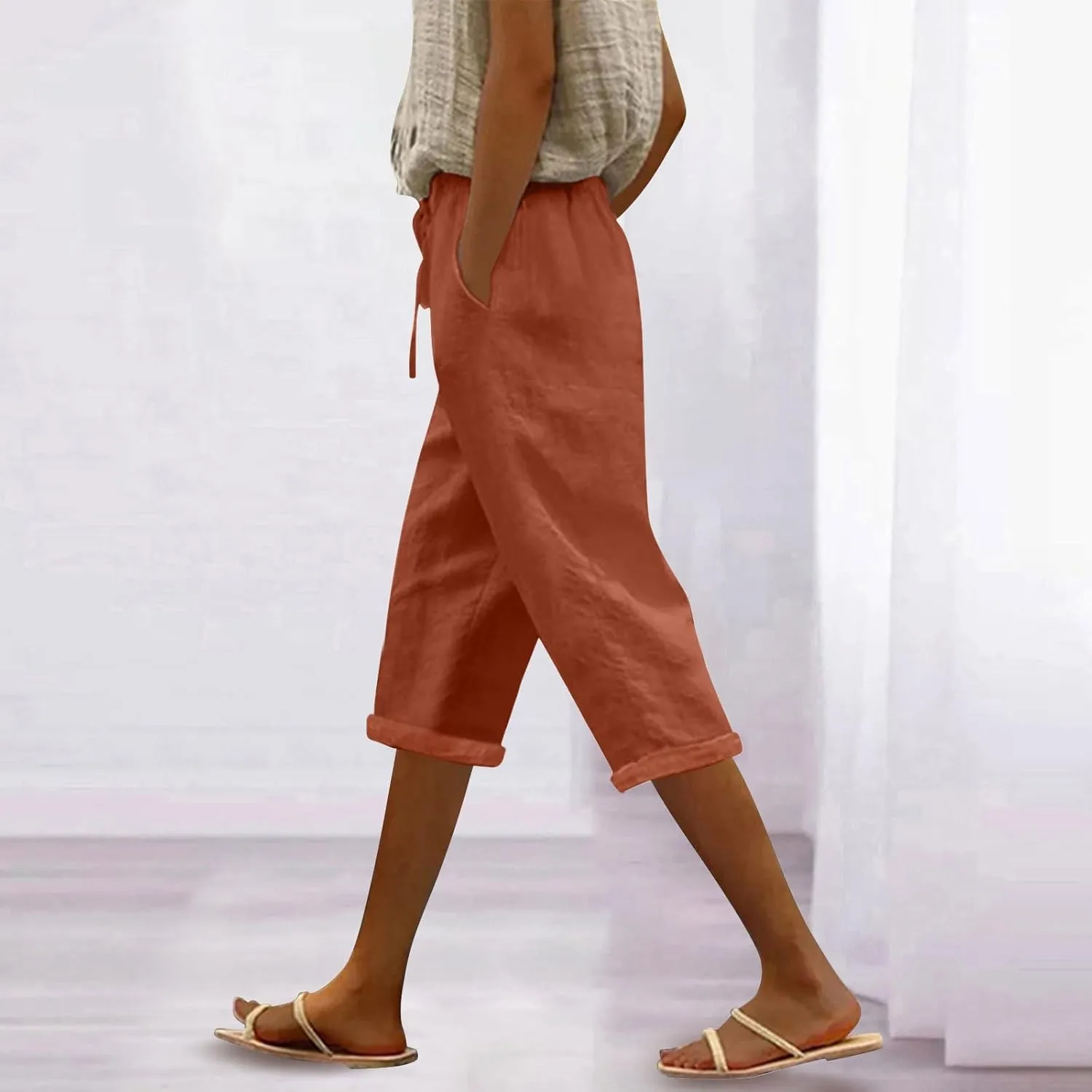 Summer High Waisted Cotton Linen Palazzo Pants Wide Leg 2024 Lounge Pant Trousers Plus Size Palazzo Pants for Women