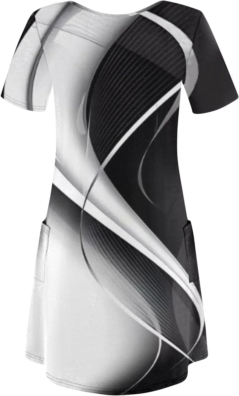 Sundresses for Women 2025 V Neck Casual Print Dress Short Sleeve with Pockets Summer Bohemian Beach Dresses