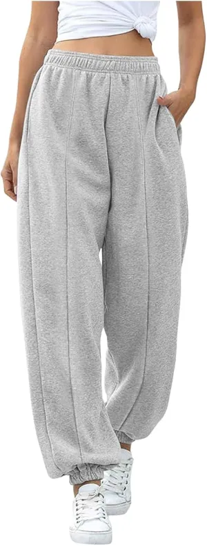 Sweatpants Women High Waisted Sweatpants Workout Active Joggers Pants Baggy Lounge Bottoms Cinch Bottom Sweatpants