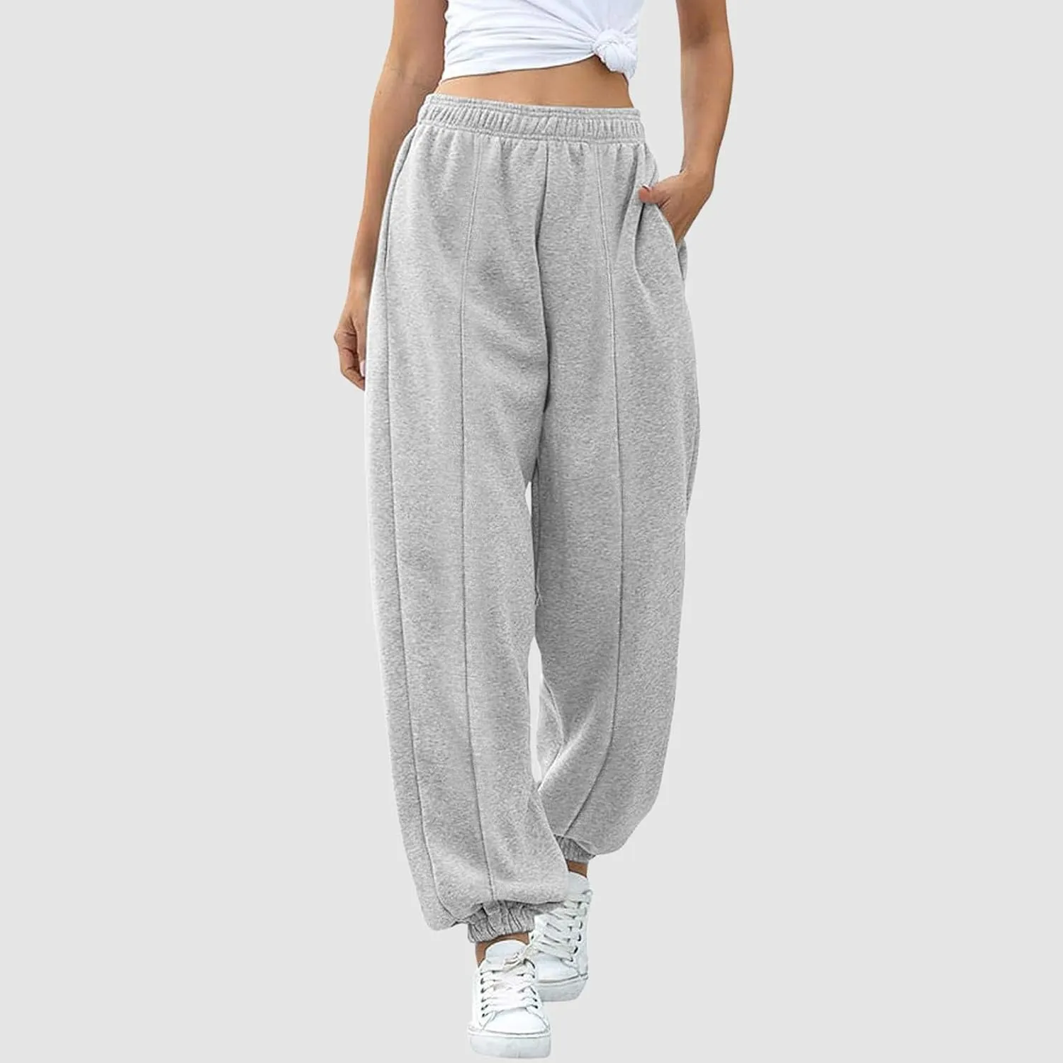 Sweatpants Women High Waisted Sweatpants Workout Active Joggers Pants Baggy Lounge Bottoms Cinch Bottom Sweatpants