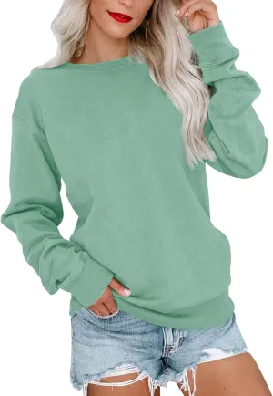 Sweatshirts for Womens Fall Outfits 2024 Crew Neck Sweaters Casual Long Sleeve Hoodies Slim Fit Solid Pullover Tops