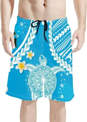 Swim Trunks for Men Polynesian Puletasi Traditional Board Shorts Quick Dry Swimwear Bathing Suits with Pockets