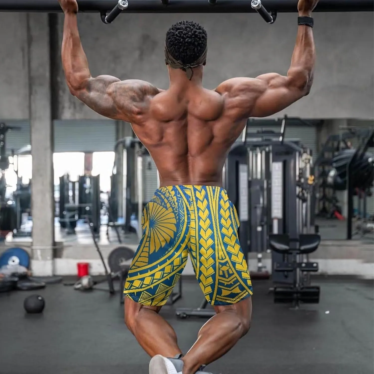 Swim Trunks for Men Polynesian Puletasi Traditional Board Shorts Quick Dry Swimwear Bathing Suits with Pockets