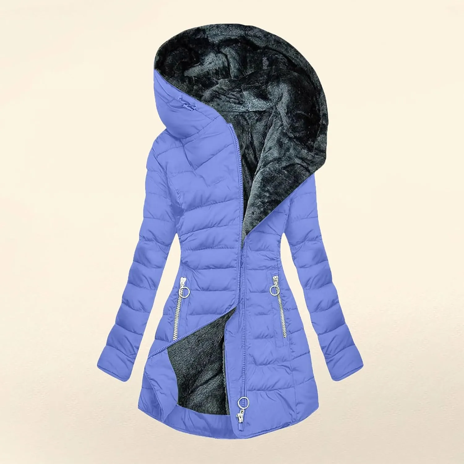 TANGNADE Winter Warm Sherpa Lined Coats for Women Puffer Jackets Plus Size Hooded Fleece Thicken Parka Outwear Outfits