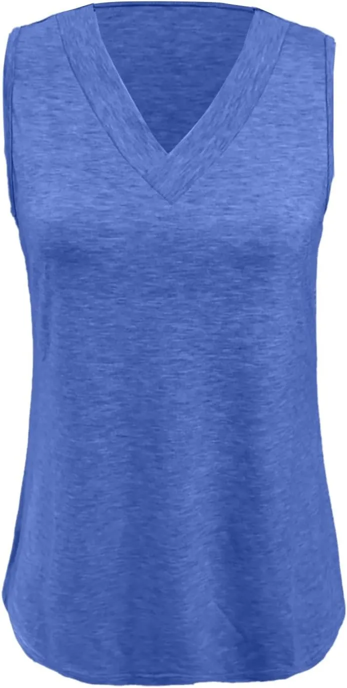 Tank Tops for Women Summer V Neck T Shirt Trendy Sleeveless Flowy Basic Tee Shirt Loose Fashion 2025