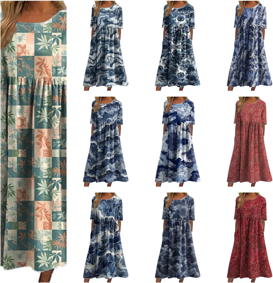 Tee Shirt Dresses for Women Polyester Empire Waist Loose Fitting Summer Casual Sun Dresses for Women 2024