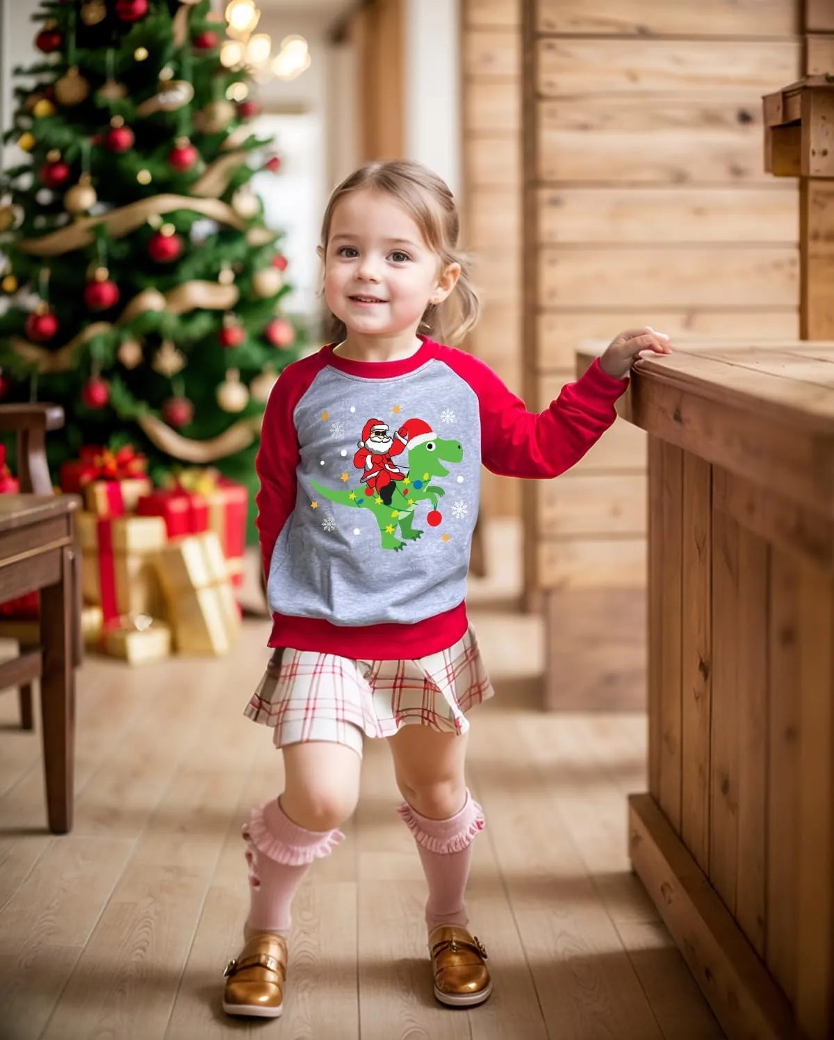 Toddler Boy Girl Christmas Sweatshirt Kids Holiday Xmas Santa Dino Pullover Crewneck Sweater 1-7 Years