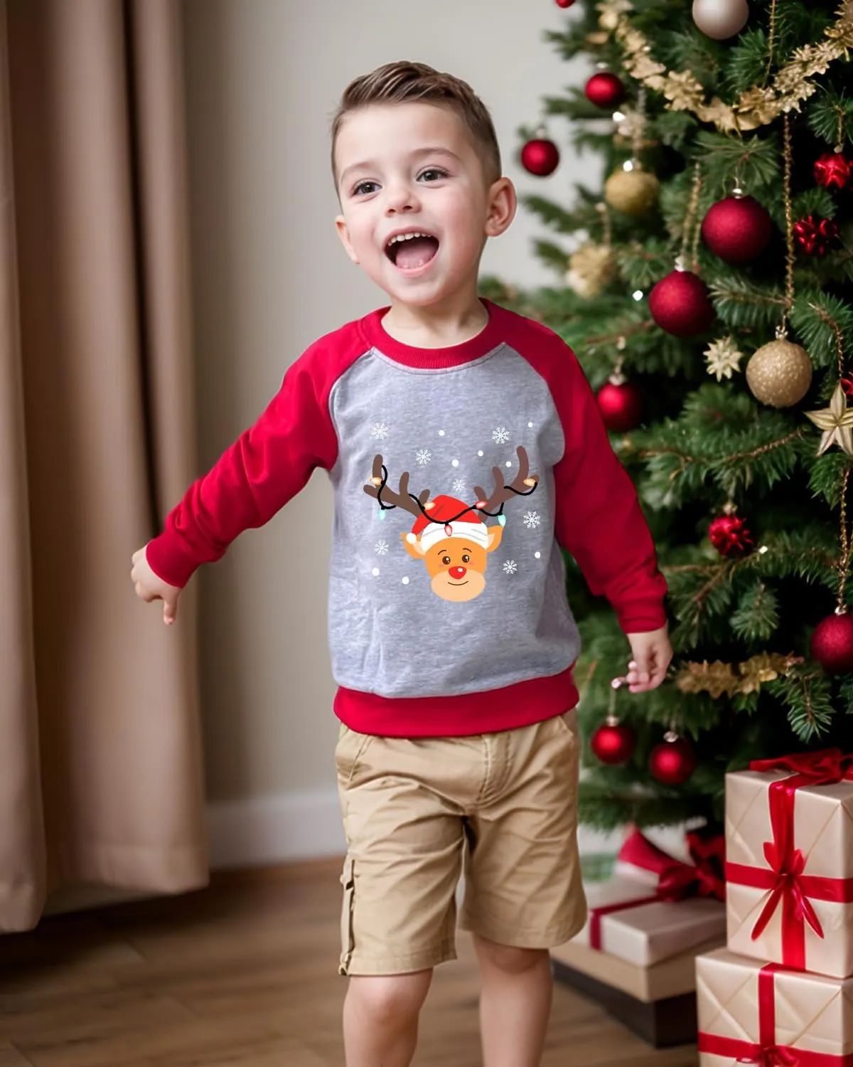 Toddler Boy Girl Christmas Sweatshirt Kids Holiday Xmas Santa Dino Pullover Crewneck Sweater 1-7 Years