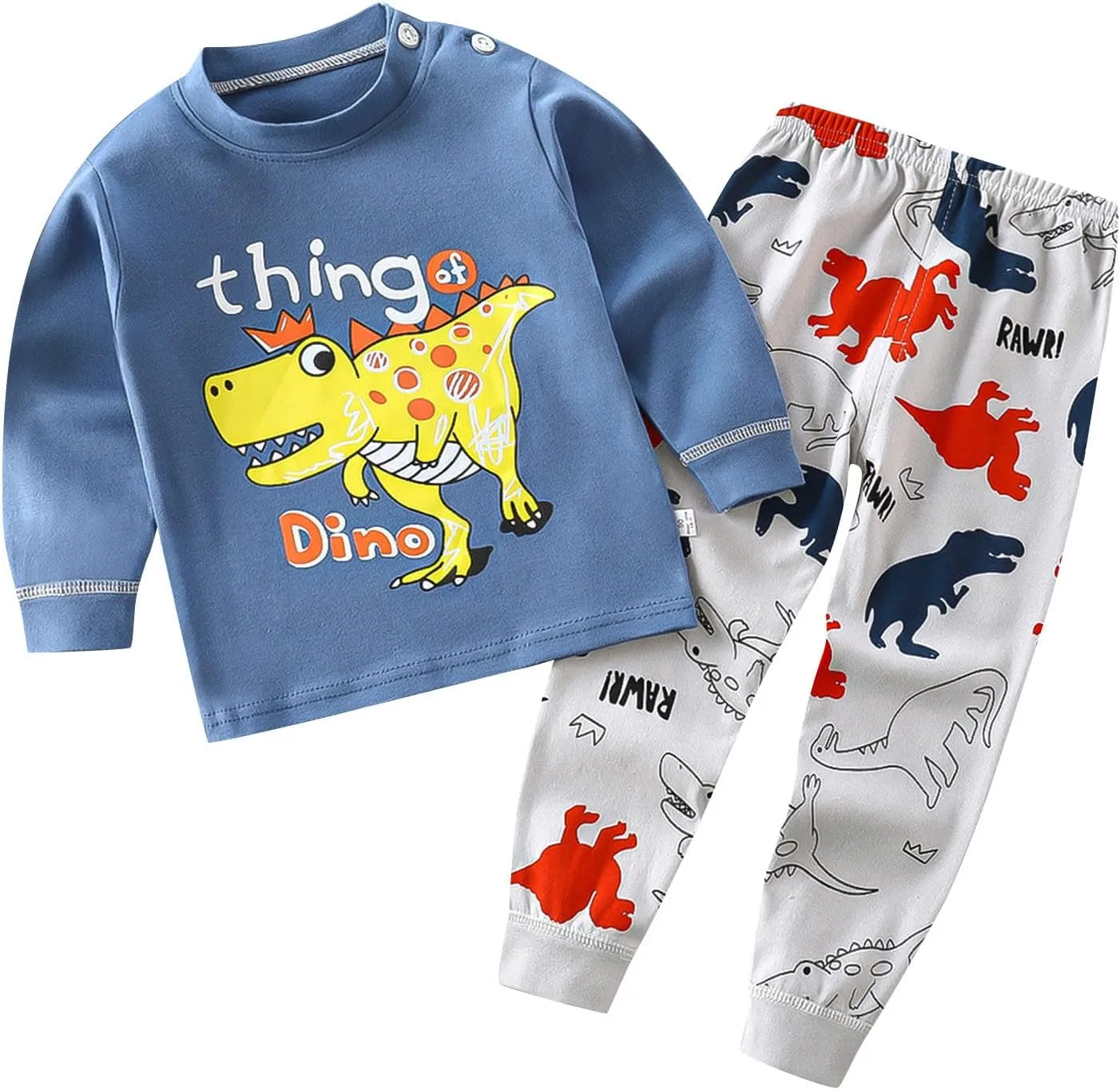Toddler Boys Girls Pa𝗷amas Set Cotton Dinosaur Print P𝗝s Outfits Summer Slee𝗽wear Loun𝗴e Clothes Soft N𝐢ghtwear